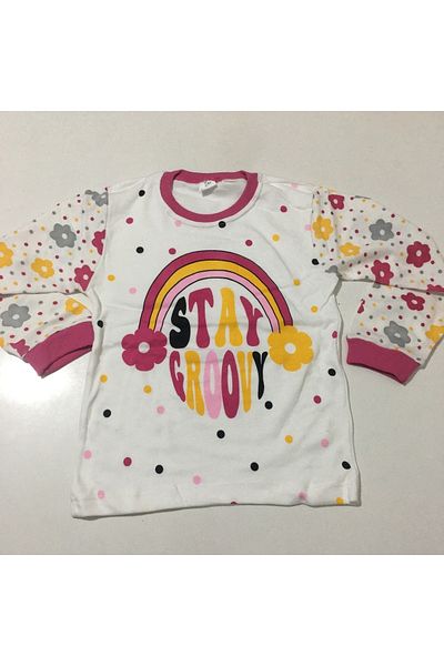Süpermini Super Mini Baby Large Flower Patterned 2-Piece Pajama Set for 7-9 Years Old Girl - 83-00-23