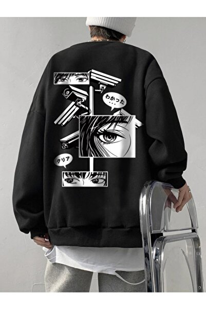 Adrift Hanorac unisex pentru femei/bărbați, negru, anime, supradimensionat, d...