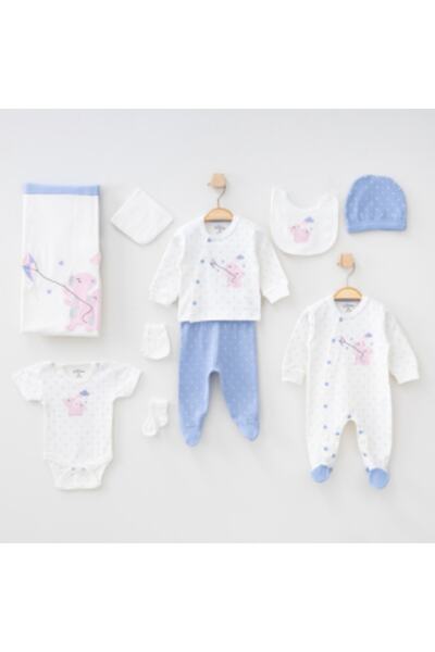 Aziz Bebe Uçutma Fil Desenli Baskılı Onlu Set10288