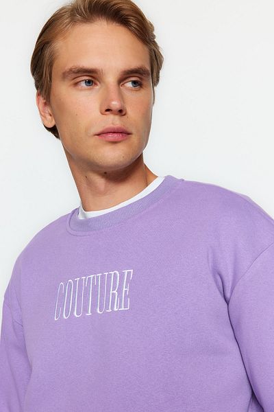 Trendyol Collection λιλά Κεντητό φούτερ κανονικής κοπής - Fleece/ζεστό TMNAW21sw1538