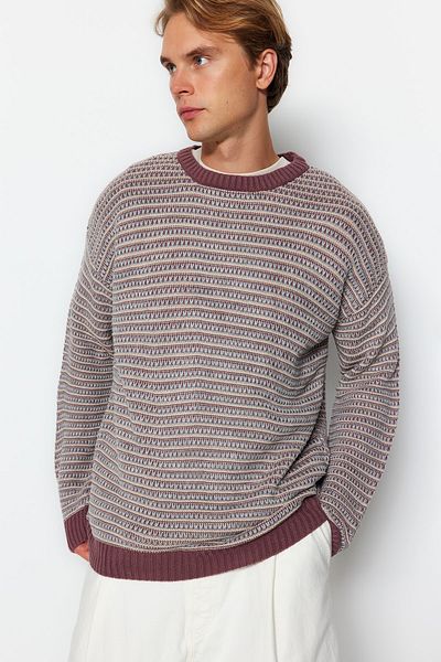 Trendyol Collection Hanorac jacquard cu gât normal Dusty Rose TMNAW22KZ0658
