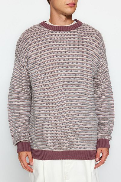 Trendyol Collection Hanorac jacquard cu gât normal Dusty Rose TMNAW22KZ0658