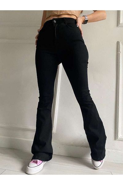 Bella denim Blugi negri cu talie înaltă cu picioare spaniole