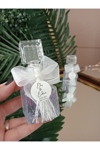DECORA HOBİ زجاجة عطر زجاجية أنيقة مع زجاجة كريستال وتفاصيل لؤلؤوعد الخطوبة و...