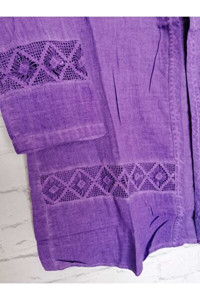 anne moda ankara 100% πλυμένο βαμβάκι χωρίς σχέδια μονόχρωμη άνοιξη καλοκαιρινή ζακέτα με μανίκια τρία τέταρτα