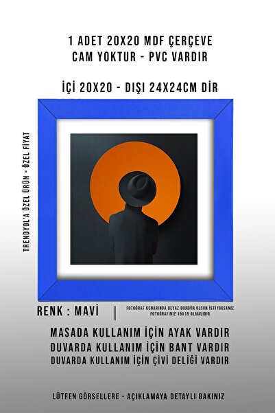 yhfoto 20X20 KVADRATNI PLAVI OKVIR - 1 KVADRATNI OKVIR - MDF OKVIR