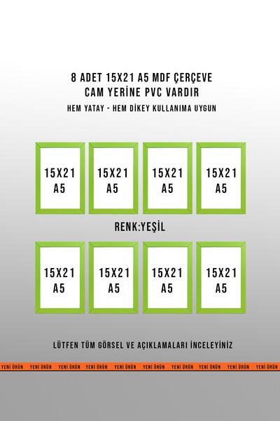 yhfoto 8 KOMADA ZELENOG OKVIRA 15X21 - OKVIR A5 - MDF OKVIRI U BOJI