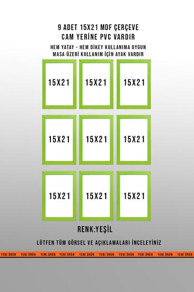 yhfoto 9 KOMADA ZELENOG OKVIRA 15X21 - OKVIR A5 - MDF OKVIRI U BOJI