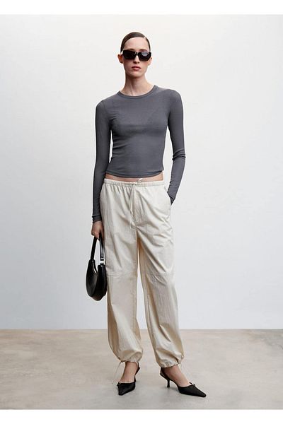 MANGO Woman Tricou tricot cu nervuri