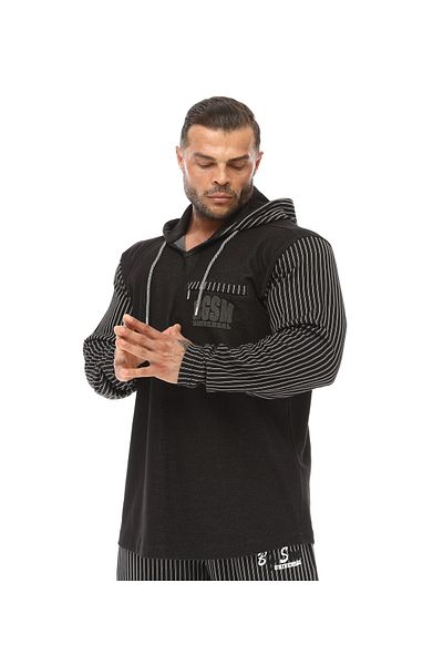 Big Sam Long Oval Cut Hooded Winter Sweatshirt Black 4713