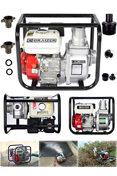 Graizer Alman GR-30 14 Hp Turbo Benzinli Su Motoru Motopomp 2 Parmak Yakıt Ci...