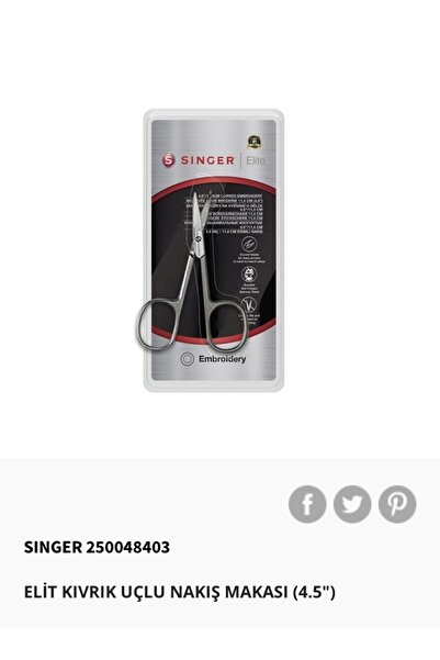 SİNGER Elit Kıvrık Uçlu Nakış Makası (3.5")