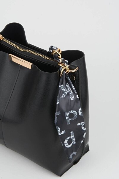 bibags Accesoriu de lanț de eșarfă neagră pentru femei, din piele moale, gean...