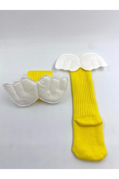 Burcu Atölye Baby Girl Yellow Angel Winged Knee Socks
