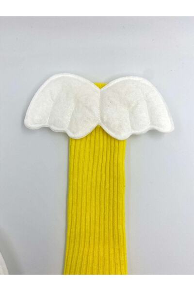 Burcu Atölye Baby Girl Yellow Angel Winged Knee Socks
