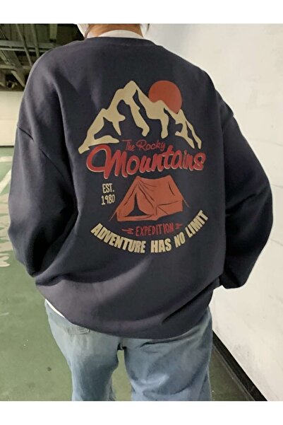 Adrift Hanorac DAZY Mountain și Slogan cu umeri picături gri