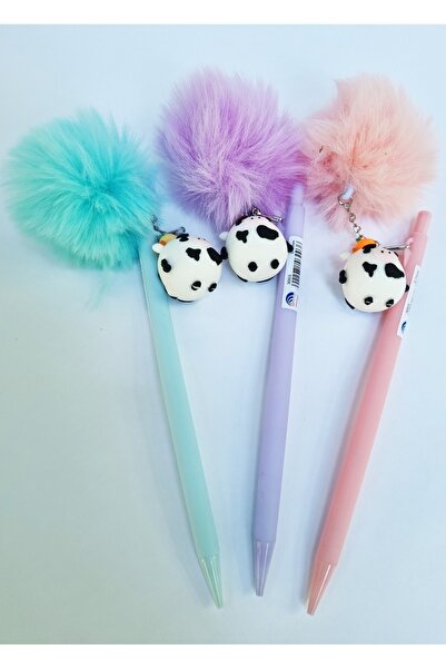 Modellino Sevimli İnek Ponponlu 07 Uçlu Kalem - 1 Adet