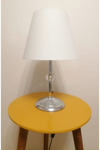 RİOLİGHT RETRO18 Rustic Vintage Chrome Body Kumash Headboard - Lampshade with Base 1XE27
