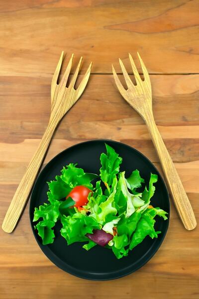 MaisonArt Olive Wood Fork Set | Set of 2 Handmade Wooden Salad Forks