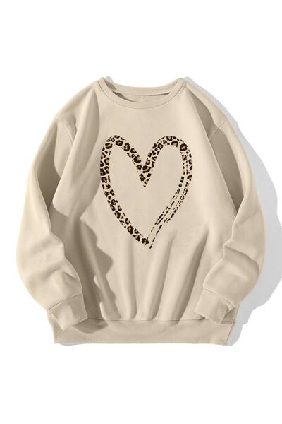 Adrift KOD ADR-SHEN LUNE - Θερμικό Φούτερ με Σχέδιο Καρδιάς Λεοπάρδαλης