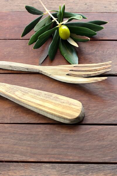 MaisonArt Olive Tree Fork | 1 Handmade Wooden Salad Fork