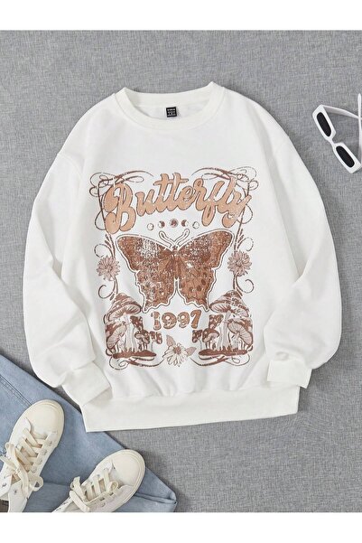 Adrift Φούτερ με στάμπα με γράμματα και πεταλούδες KOD ADR-SHEN EZwear