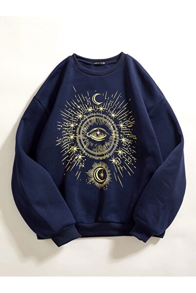 Adrift KOD ADR-SHEN EZwear Hanorac cu imprimeu cu craniu și foc BEBE BLUE