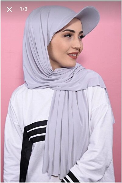Nilbutik Şapkalı Boneli Hazır Şal Hijab Üstü Kullanılabilen Havuz Deniz Bone Şal