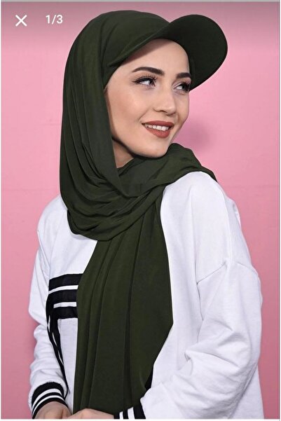 Nilbutik Şapkalı Boneli Hazır Şal Hijab Üstü Kullanılabilen Havuz Deniz Bone Şal