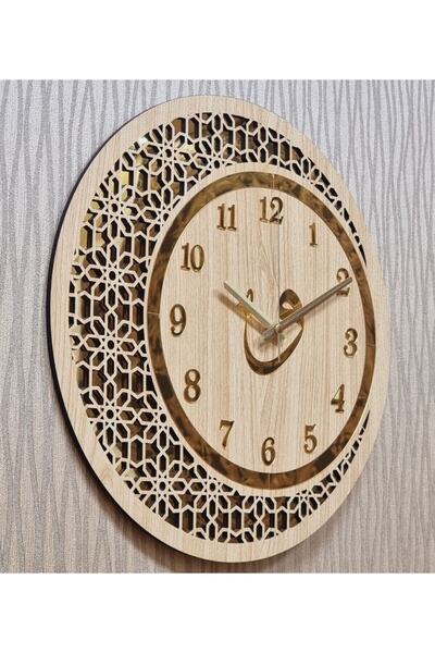 M&H Quality ساعة حائط خشبية ومرآة بتصميم Vav