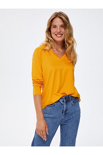 Faik Sönmez Tricou cu mânecă lungă cu decolteu în V 67022