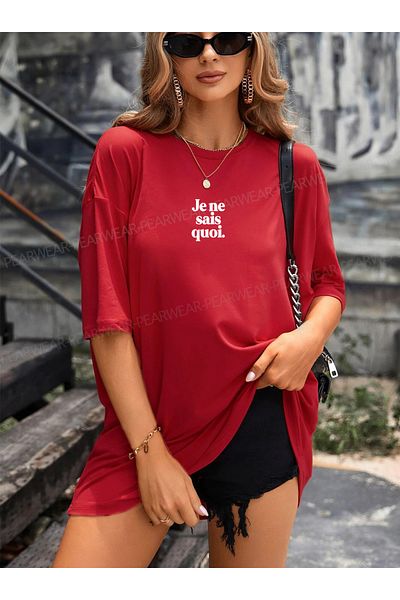 Pear Wear Je Ne Sais Quoi Μπλουζάκι με στάμπα γαλλικού τύπου Oversize Crew Neck T-Shirt