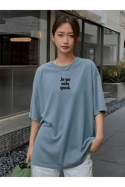 Pear Wear Je Ne Sais Quoi Μπλουζάκι με στάμπα γαλλικού τύπου Oversize Crew Neck T-Shirt