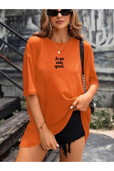 Pear Wear Je Ne Sais Quoi εμπριμέ γαλλικό μπλουζάκι Oversize T-shirt με λαιμόκοψη