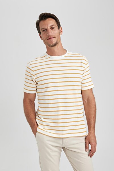 DeFacto Regular Fit Crew Neck Striped Short Sleeve T-Shirt B2494ax23hs