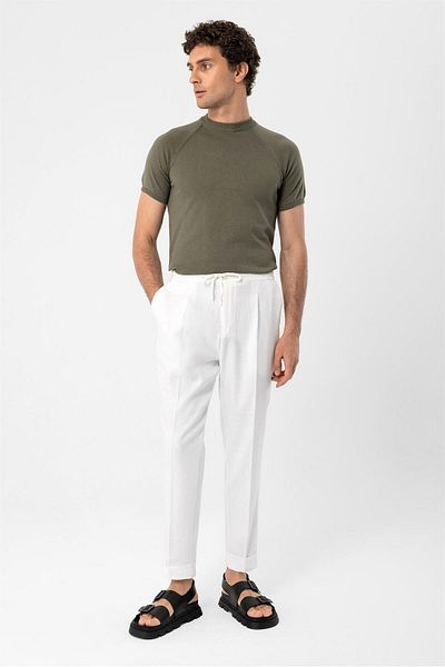 Antioch Light Khaki Crew Neck Slim Fit Men's Knitwear T-Shirt