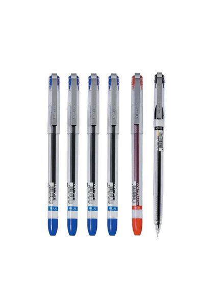 Dong-A My-Gel 0.5mm Needle Point Pen - 4 Blue, 1 Black, 1 Red