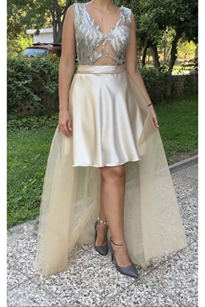 Tasarım gold elbise