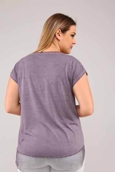 Seamoda Tunic with Dot Lace Hem-LIGHT PURPLE