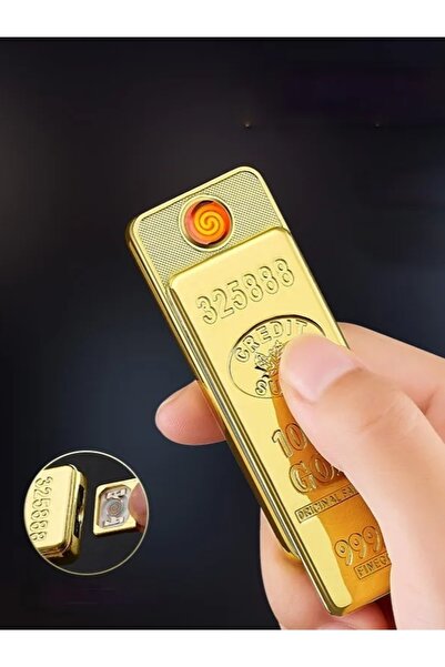 AVİPOLES Elektronik Şarjlı Çakmak Gold Çakmak Külçe Çakmak Tesla Model