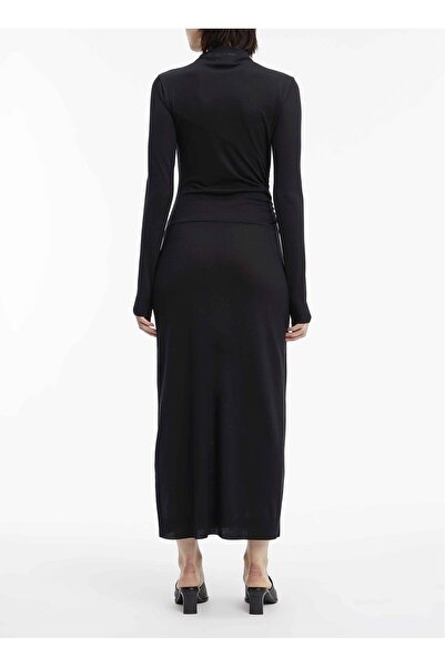 Calvin Klein Bisiklet Yaka Siyah Midi Kadın Elbise K20K205755BEH