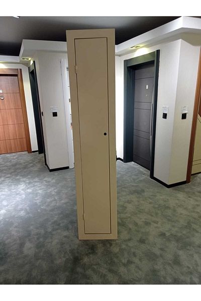Tezdoor Çelik Kapı Sanayi Shaft Cover Static Oven Paint Welded Hinge Electric Board Cream Color