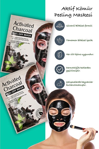 Uniquem Siyah Nokta Maskesi Aktif Odun Kömür Kürü Sürülebilir Yüz Maskesi Charcoal Mask Xlm1332