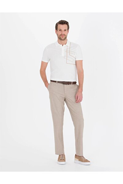 Pierre Cardin Ανδρικό μπλουζάκι με στάμπα πόλο γιακά Ecru Slim Fit