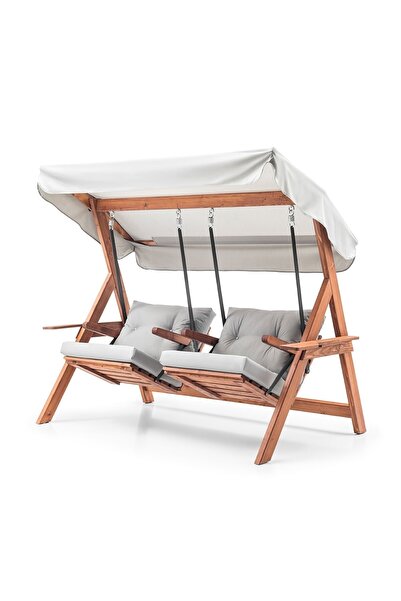 Hier Swing Ikiz Kule Iki Kişilik Ahşap Dış Mekan Bahçe Balkon Ve Teras Salınc...