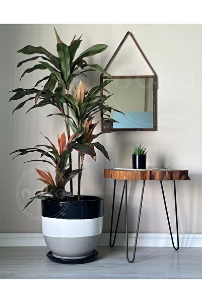 odka 20litre Klasik Saksı Tabaklı 30cmx30cm Siyah Beyaz Granit