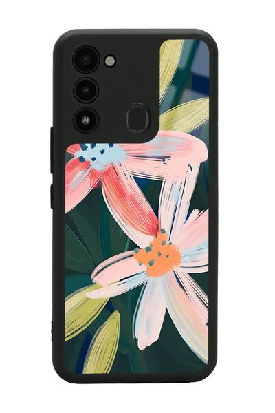 Spoyi Tecno Spark 8c Suluboya Çiçek Tasarımlı Glossy Telefon Kılıfı