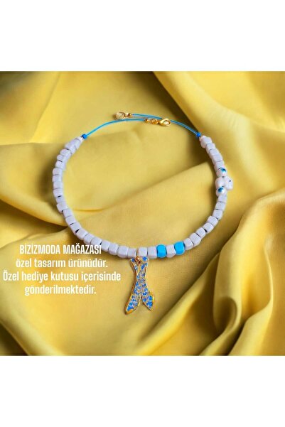 bizizmoda قلادة من الخرز الزجاجي بتصميم مصنوع يدويًا من السيراميك