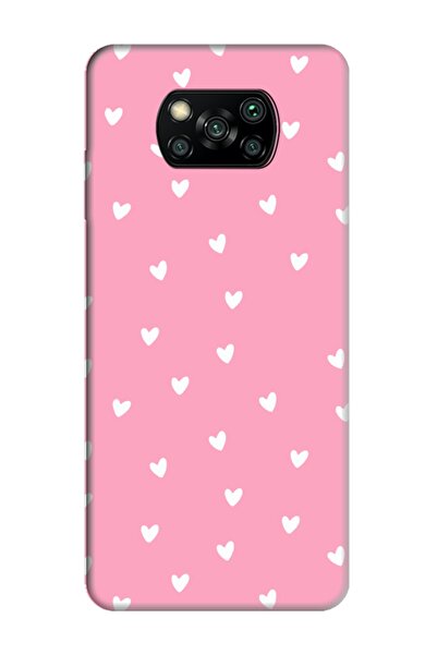 frondcase Poco X3 Pro Minik Kalpler Pembe Telefon Kılıfı