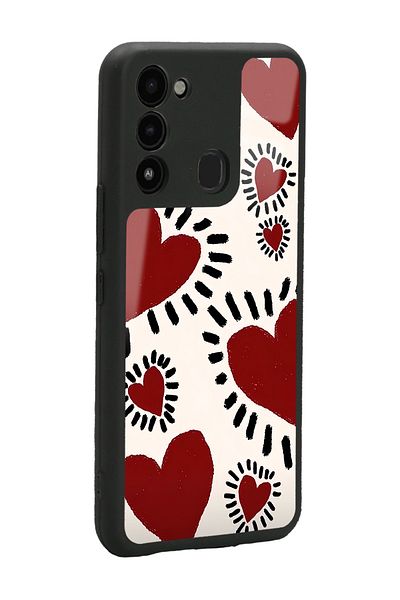 Spoyi غلاف هاتف لامع بتصميم قلب فرشاة من Tecno Spark 8c